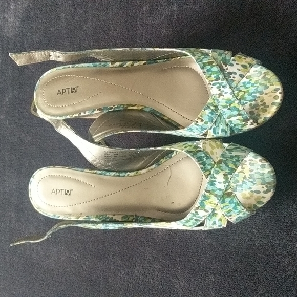 Peep-Toe Spring Print Cork Wedge Slingback Sandals - Picture 10 of 14